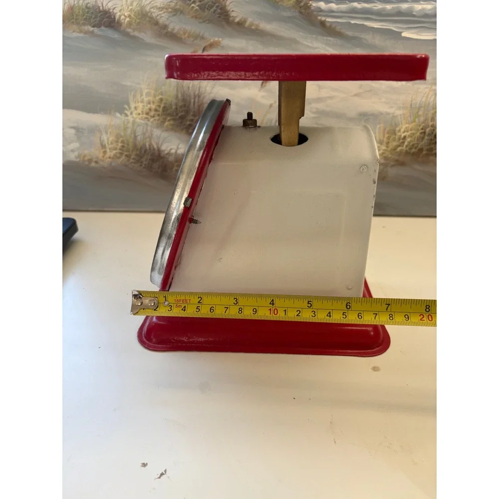 Vintage American Family Scale Red White Metal 25 Lbs Kitchen Farmhouse Decor